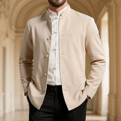 Men's Casual Stand Collar Single Western Coat Slim Fit