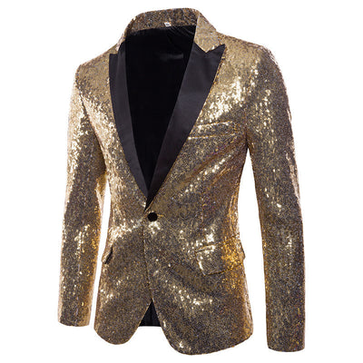 Men's Banquet Stage Costume Bar Sequin Suit Jacket