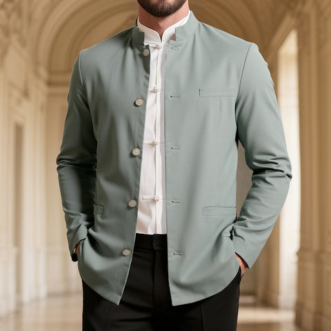 Men's Casual Stand Collar Single Western Coat Slim Fit
