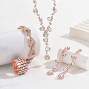 Fashion Crystal Necklace Ear Stud Bracelet Jewelry Accessories