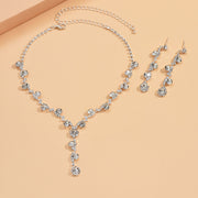 Fashion Crystal Necklace Ear Stud Bracelet Jewelry Accessories