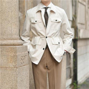 Casual Workwear Jacket Pu Handsome Lapel Retro Easy Matching Coat