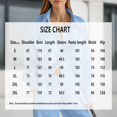 Women's Casual Solid Color Lounge Set - Loose Fit Long Sleeve Top & Pants With Chest Pockets Comfortable Home Wear