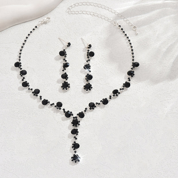 Fashion Crystal Necklace Ear Stud Bracelet Jewelry Accessories