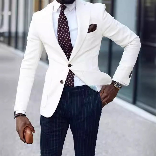 Business Casual Printed Double Button Suit Jacket