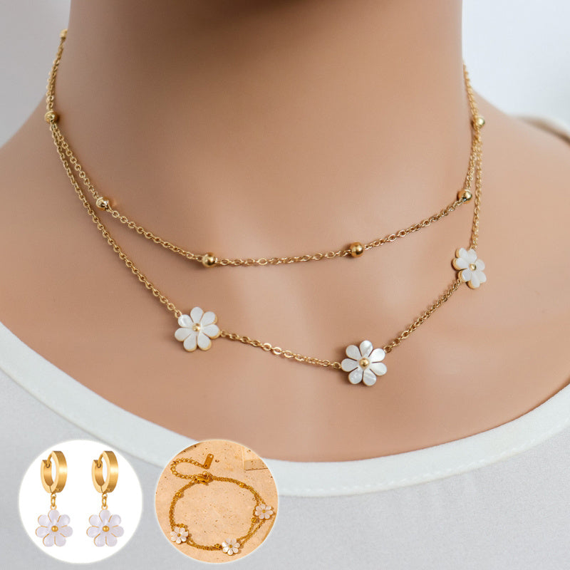 Kenvi Co Stainless Steel Daisy Flower Necklace